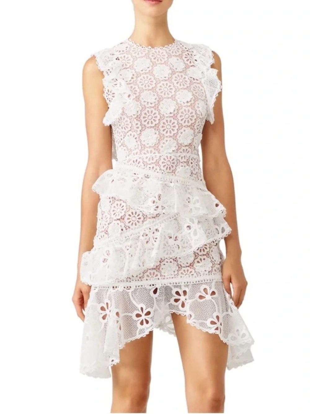 Alexis Cream Lace Floral High-Low Dress
